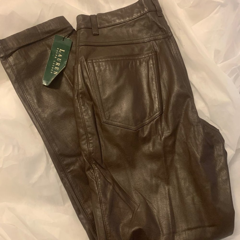 Brown 100% Leather Ralph Lauren Pants